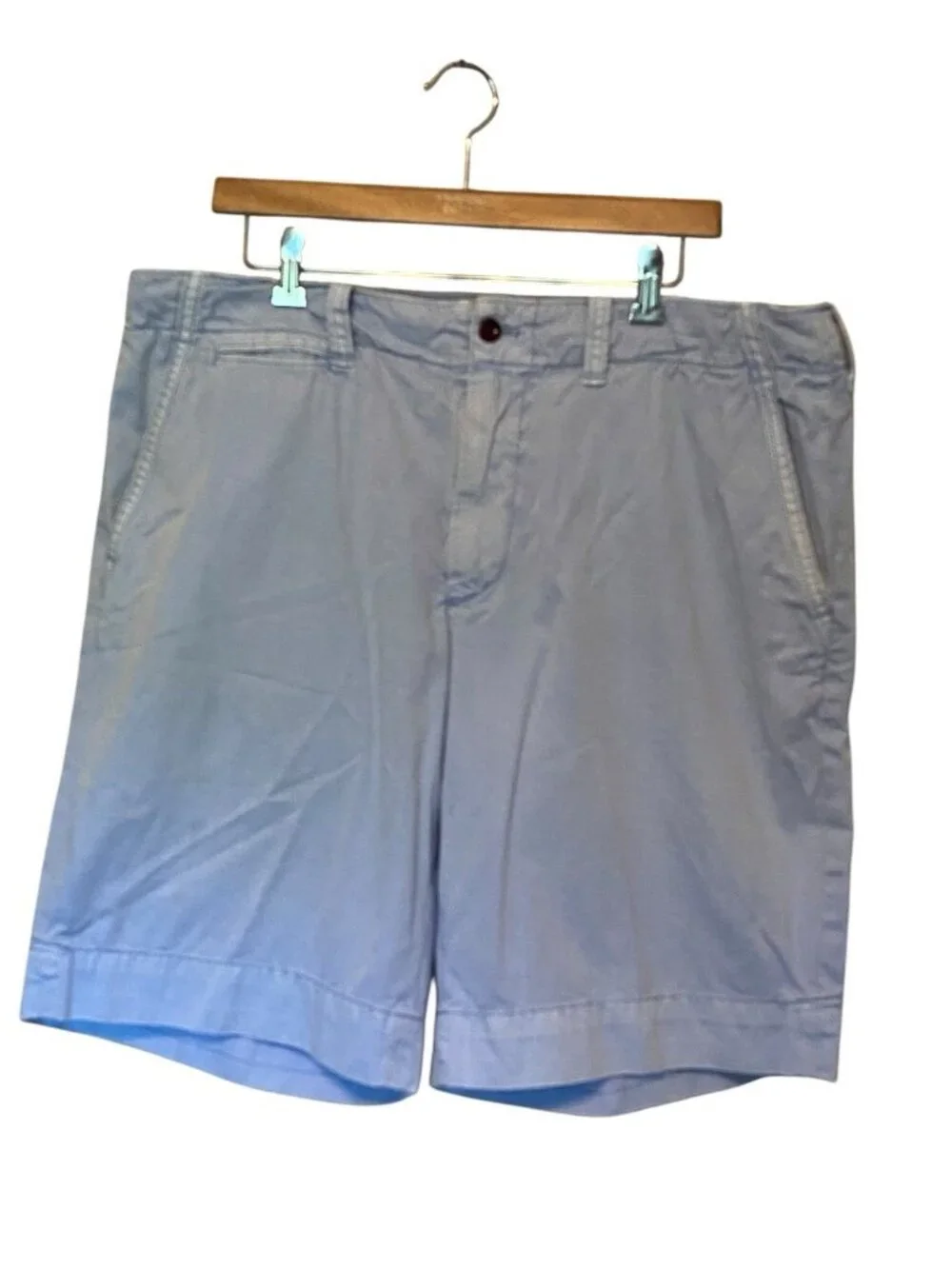 Polo Ralph Lauren Shorts Men 38 Light Blue Flat Front Casual Summer Beach Cotton